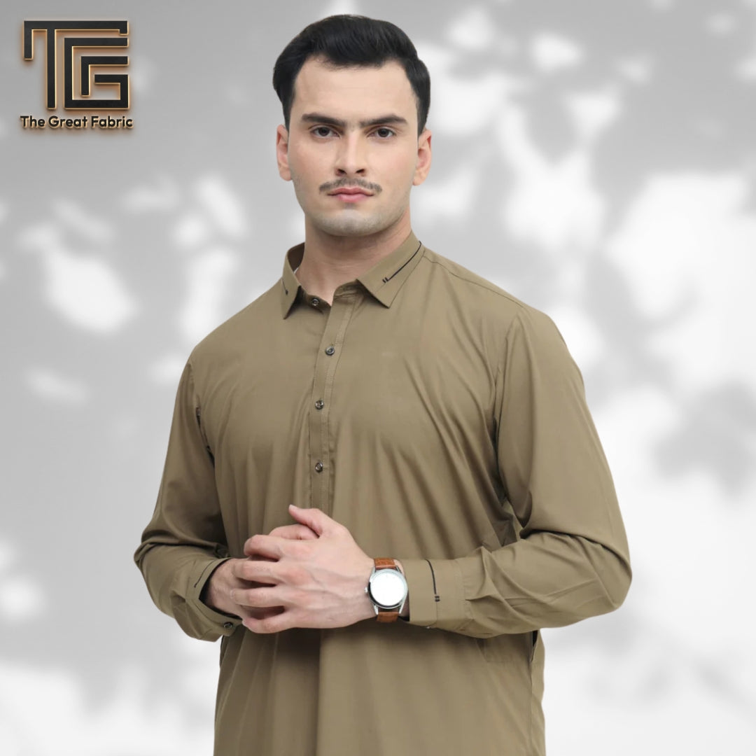 RIKAN BROWN STITCHED (SHAHSAWAR SUITING)