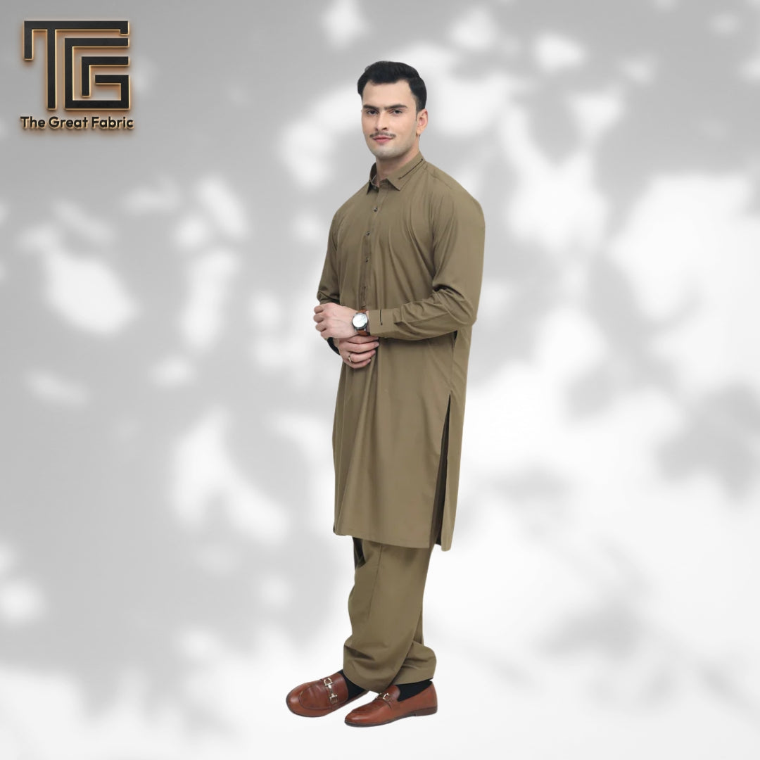 RIKAN BROWN STITCHED (SHAHSAWAR SUITING)